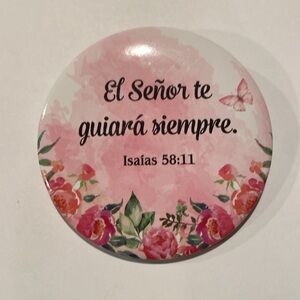 Inspirational Spanish Key Holder/Bag Charm/Mirror with Floral Design NWT